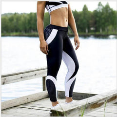 Mesh Pattern Print Fitness Leggings